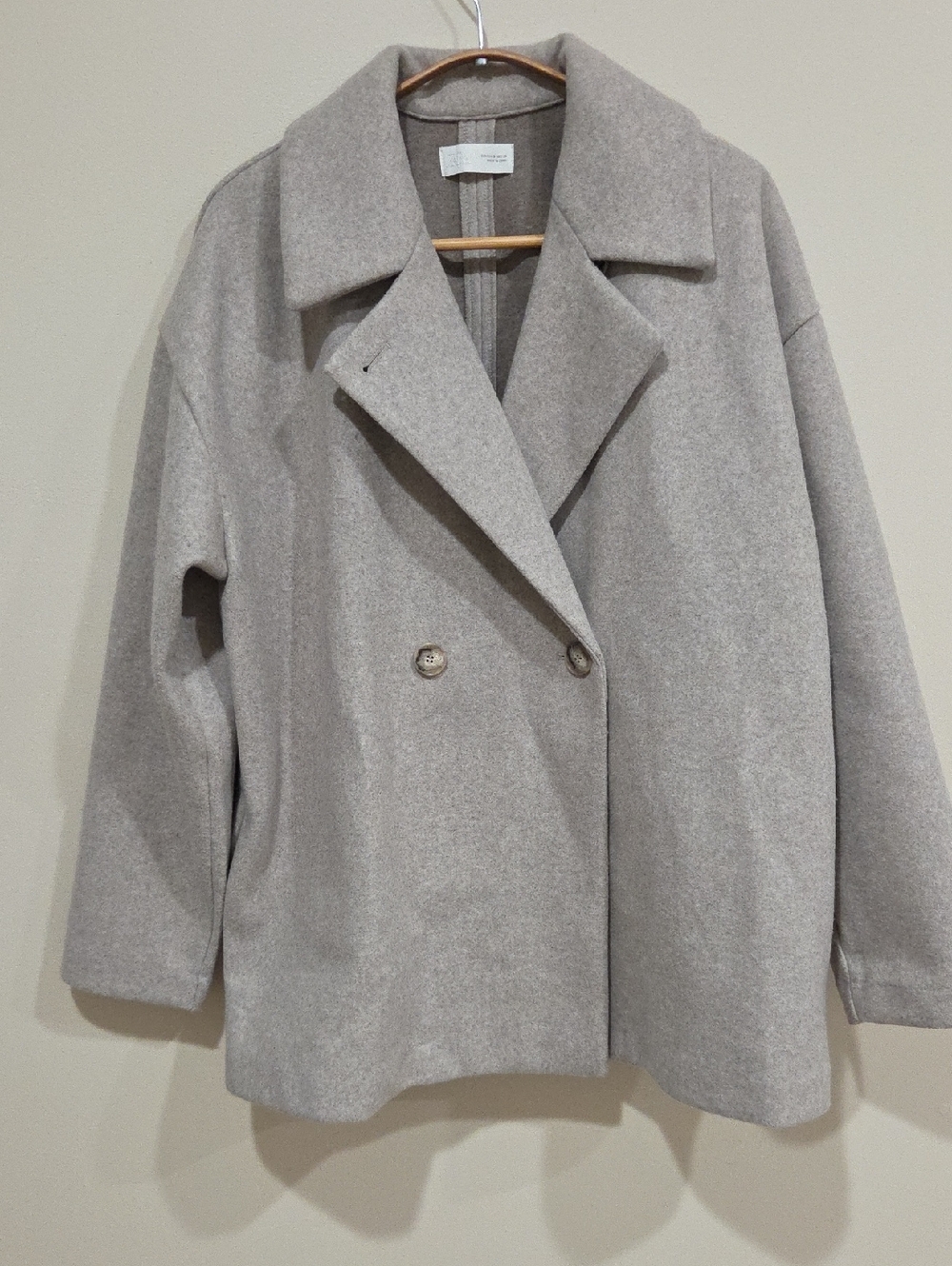 Zara Double-Breasted Pea Coat in Light Gray